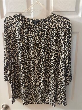 intro. Leopard Print Tunic Top - Black & Cream